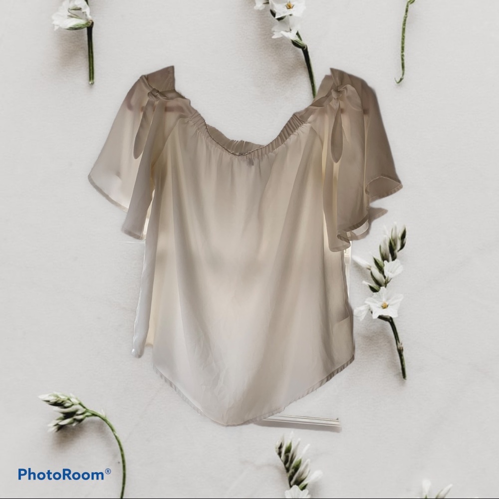 Naked Zebra- Off the shoulder chiffon blouse